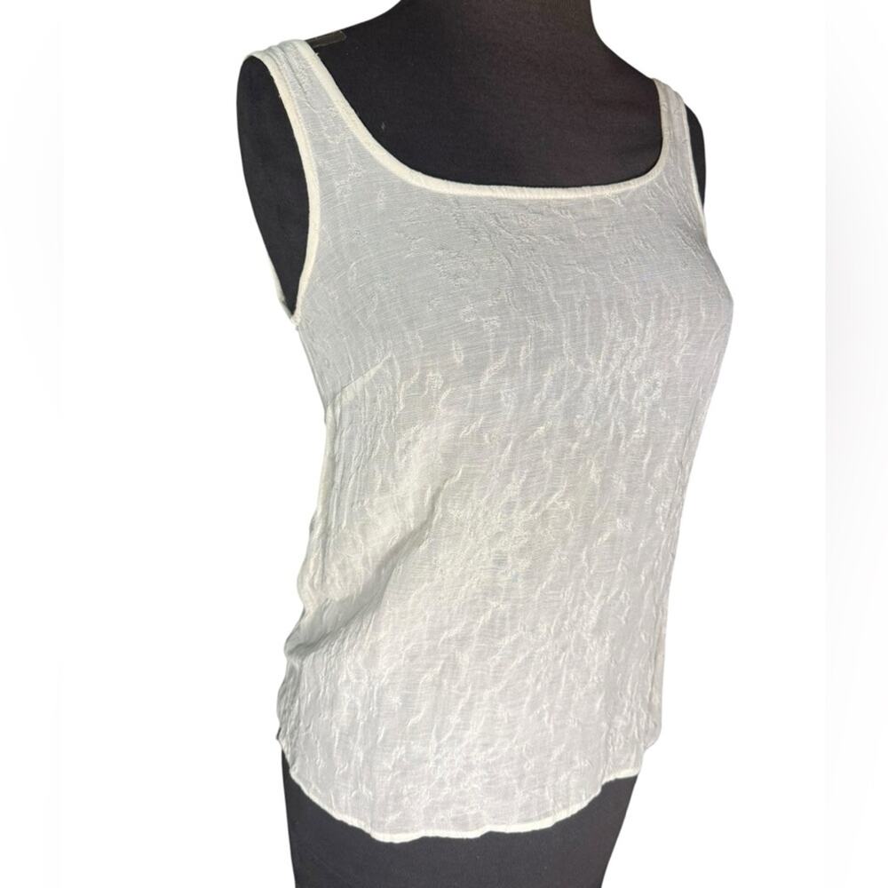 Vtg Armani Delicate Linen Floral Semi Sheer Romantic Top Women Size XS Coquette